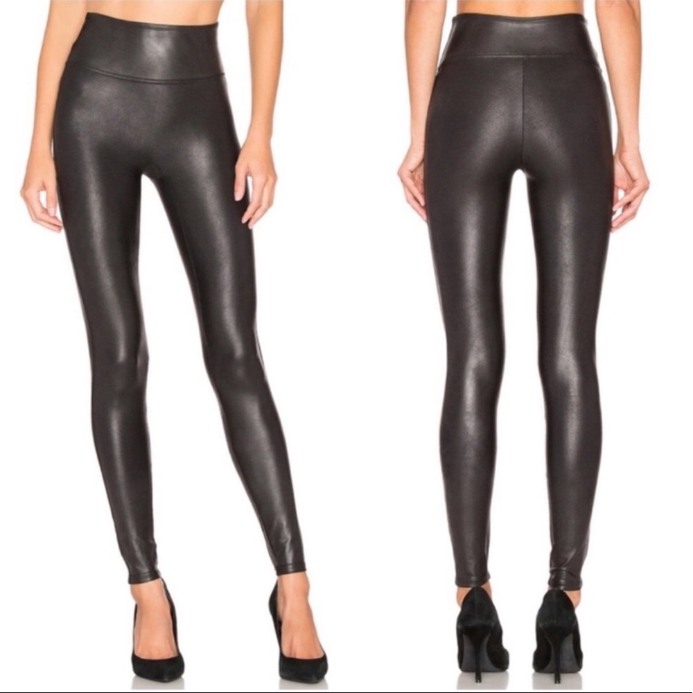 SPANX Faux Leather Black Regular Medium Leggings